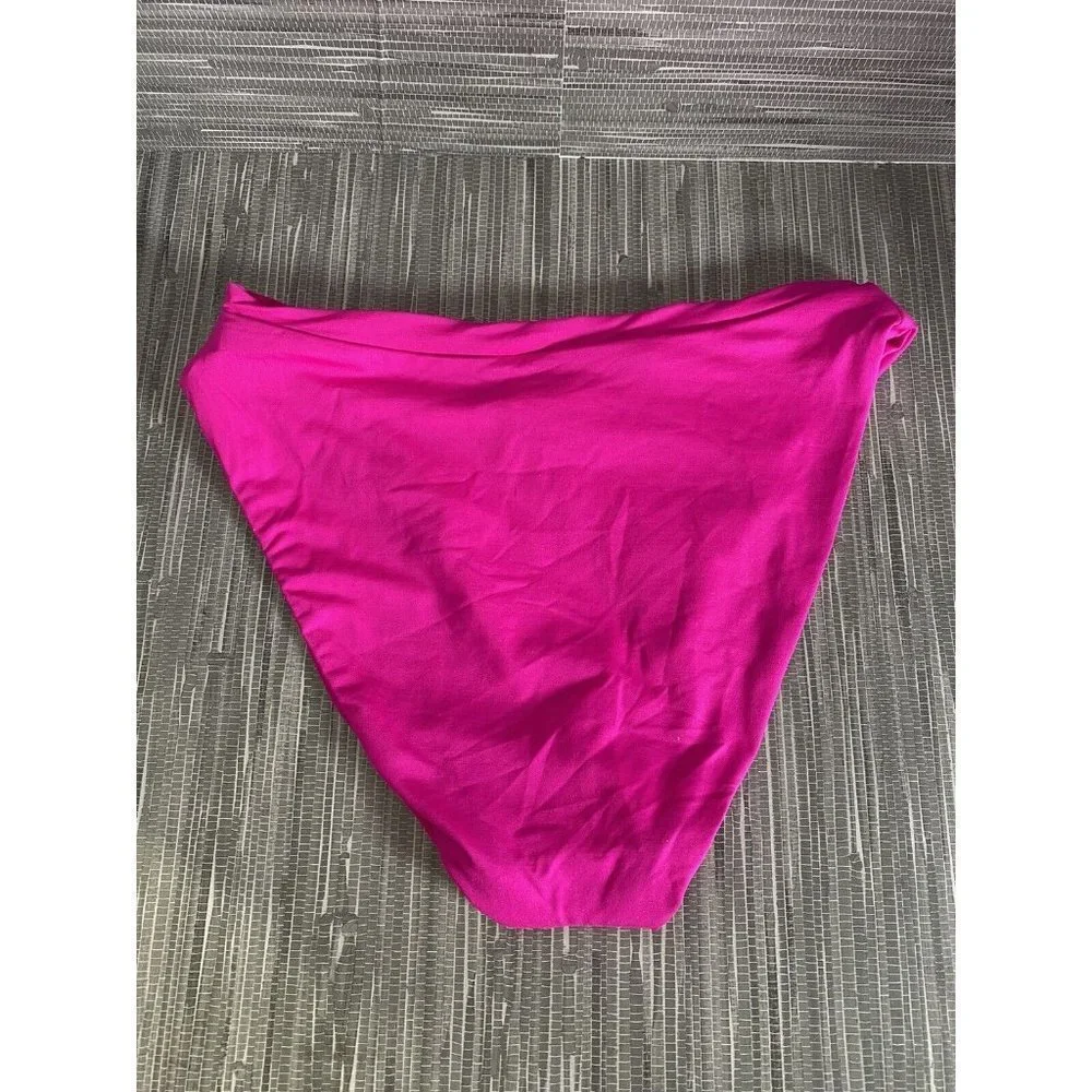 Becca Women's Bikini‎ Swim Bottom Pink High Waist Stretch Laser Cut M New
